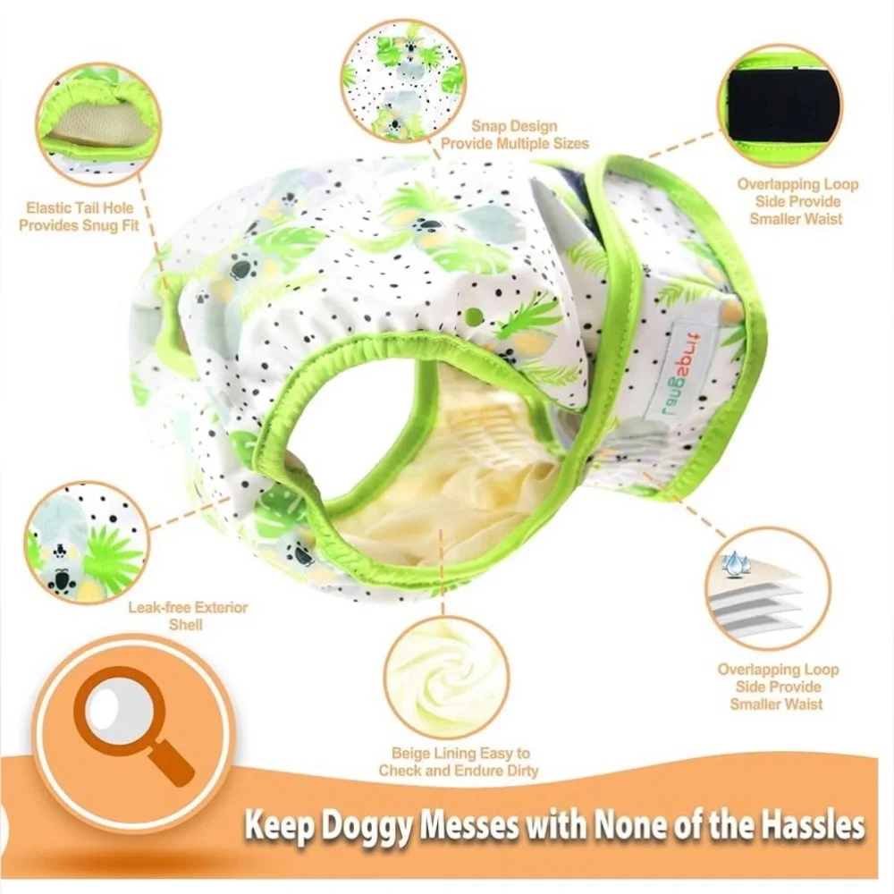 Langsprit Washable Female Dog Diapers (3 Pack), Koala print, sz S